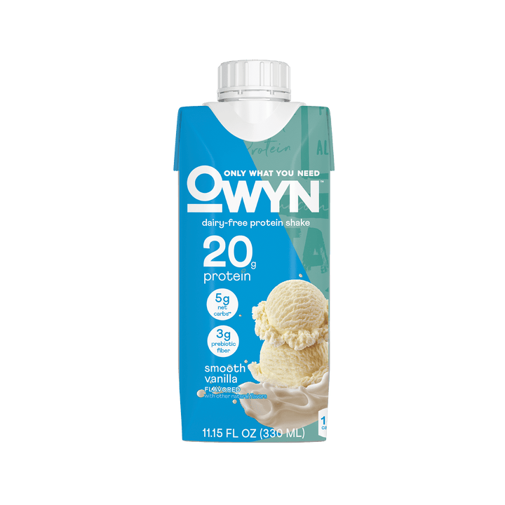 OWYN dairy-free protein shake carton with vanilla flavor 
