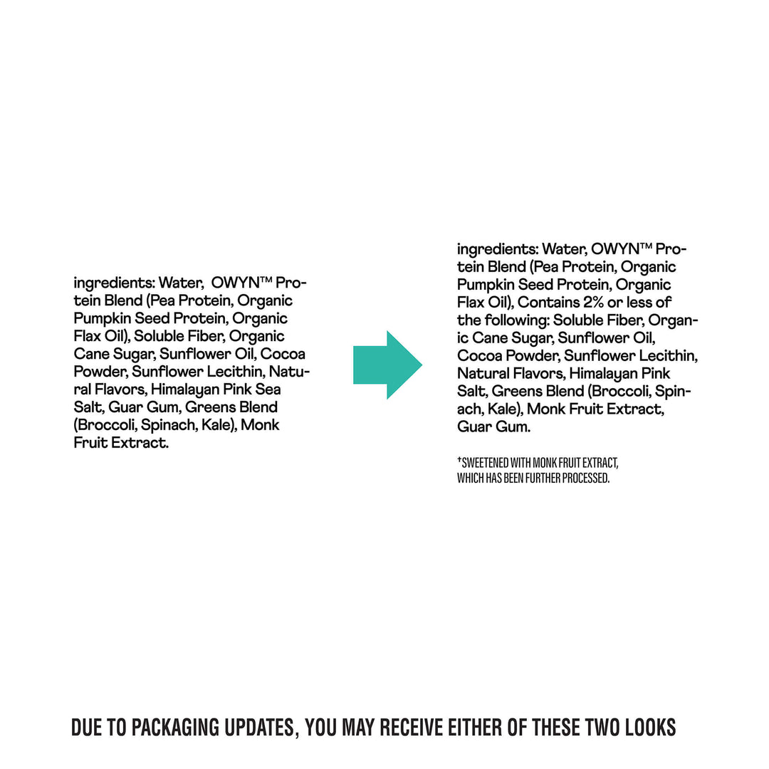 Ingredients list with a green arrow on a white background